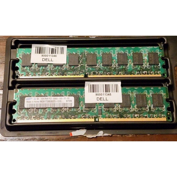 D6502 Samsung M391T2953EZ3-CE6 2x1GB PC2-5300E DDR2-667 2RX8 ECC DIMM Memory - Picture 1 of 5